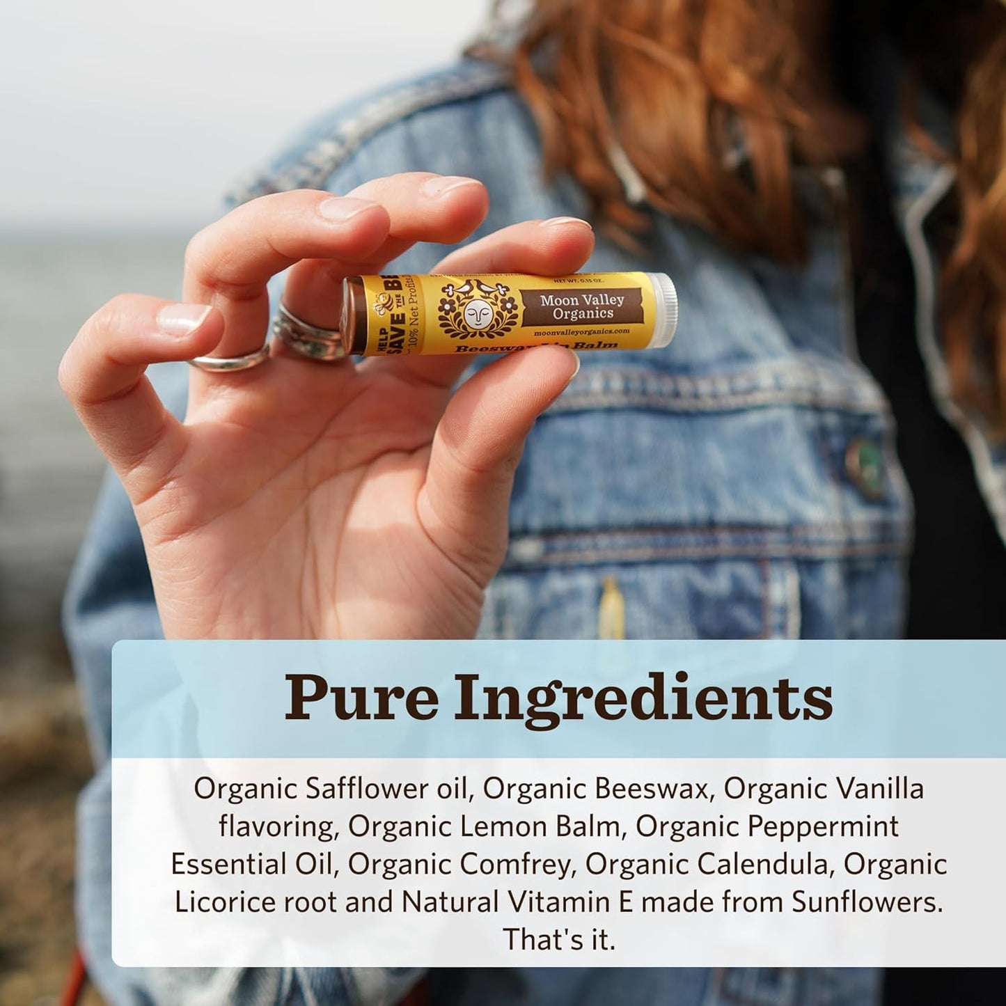 Moon Valley Organics Beeswax Lip Balm for Moisturizing Lips and Cuticles (COOL MINT VANILLA, 6-Pack)