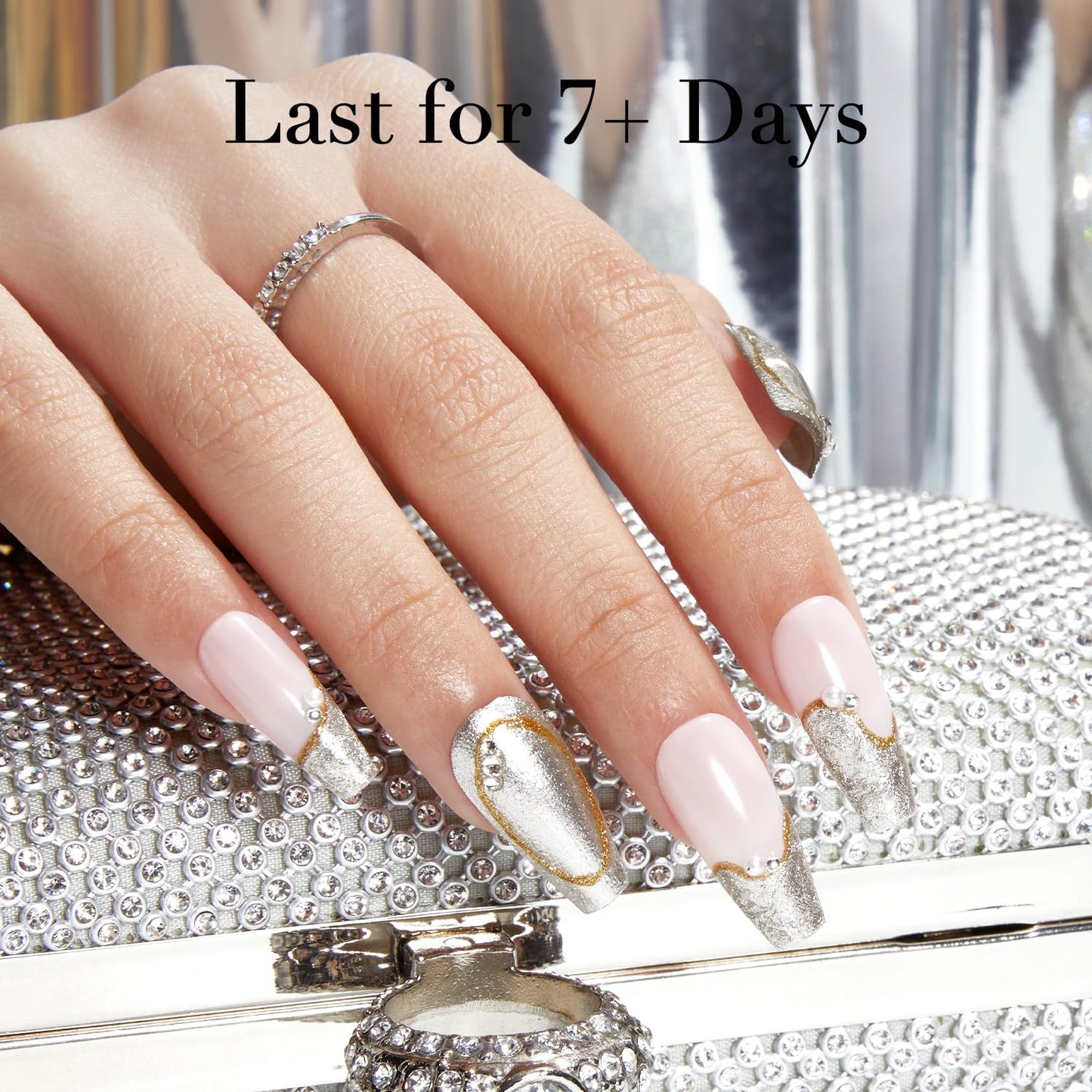 AZUREBEAUTY Silver Glitter Nail Polish Metallic Fast Drying Natural Shine Nail Lacquer Fingernail Polish Salon-Quality for Women 10ml