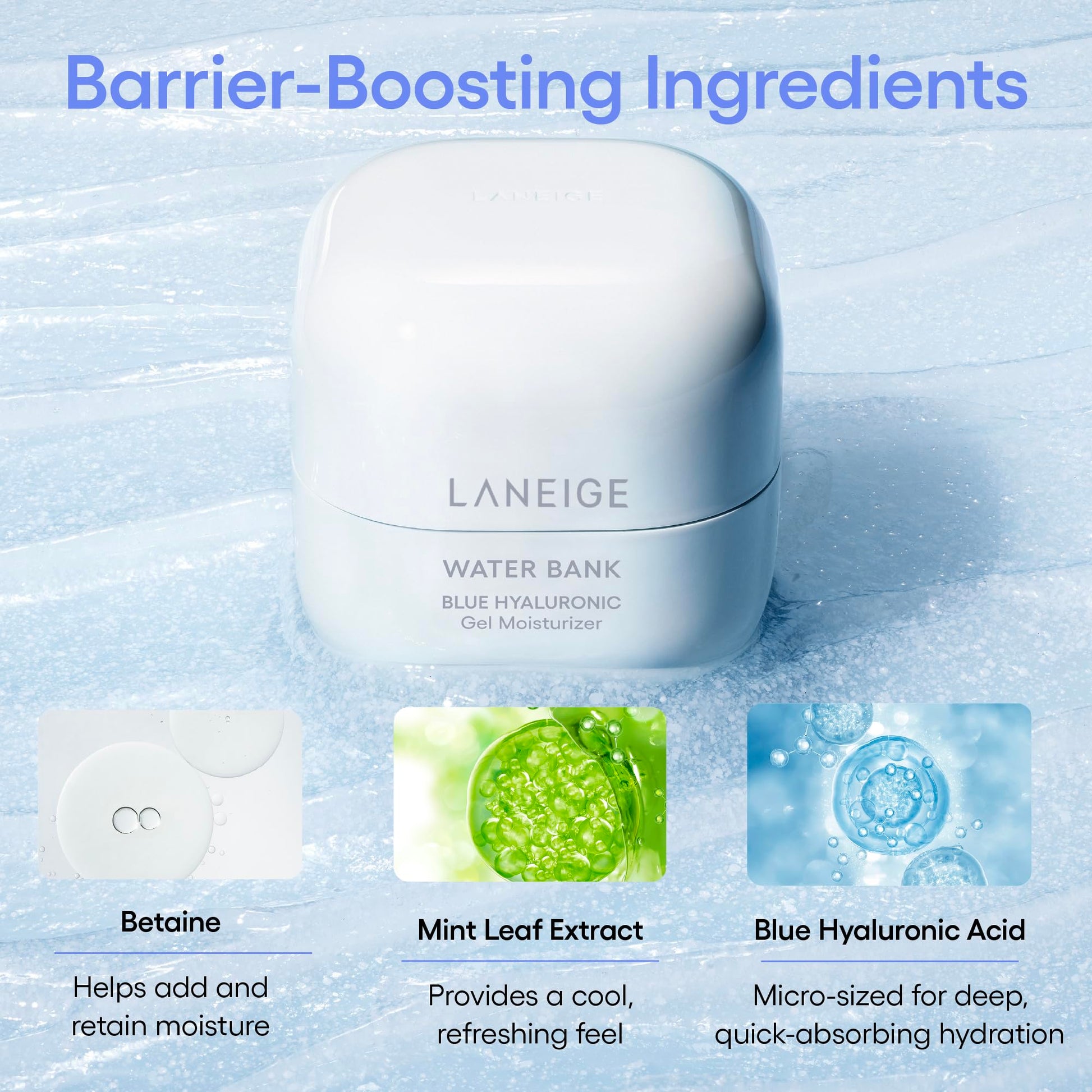 LANEIGE Water Bank Blue Hyaluronic Gel Moisturizer: Lightweight Hydrating Face Gel with Mint