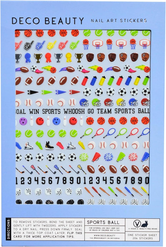 Sports Ball Nail Stickers - Lightweight & Easy-to-Apply Nail Art with Trendy Designs - Durable &