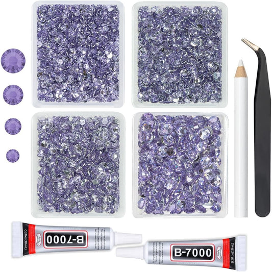 Light Purple Crystal Resin Rhinestones w B7000 Jewelry Glue for Bedazzling Crafting Flatback Stones