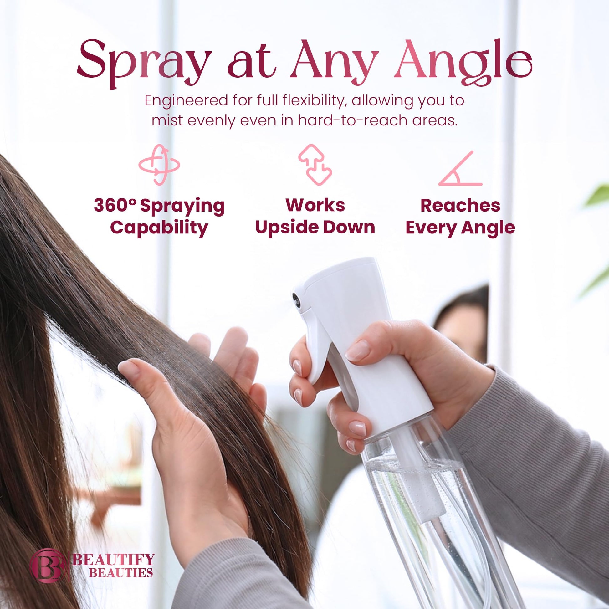 BeautifyBeauties Continuous Spray Bottle for Hair, 10.1 oz Mister Spray