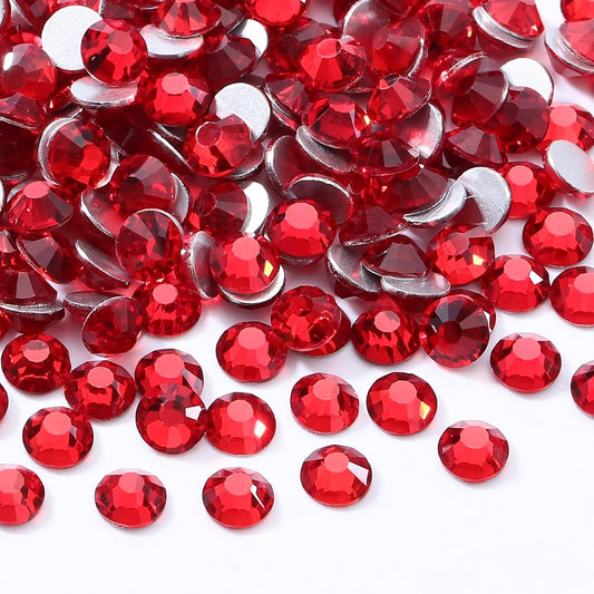 Light Siam Flatback Rhinestones, Glass Rhinestones for Nail Art and Craft, Glue Fix, Loose Crystal