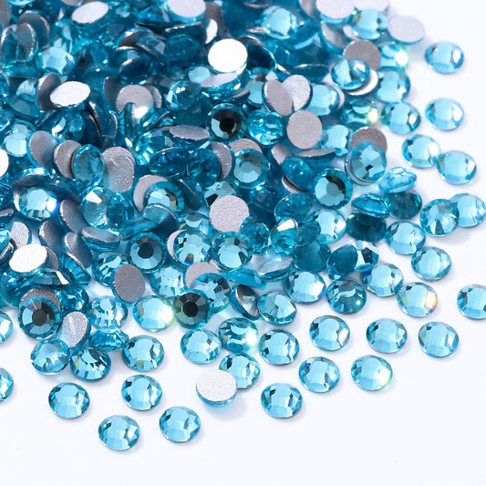 Malachite Blue Flatback Rhinestones, Glass Rhinestones for Nail Art and Craft, Glue Fix, Loose