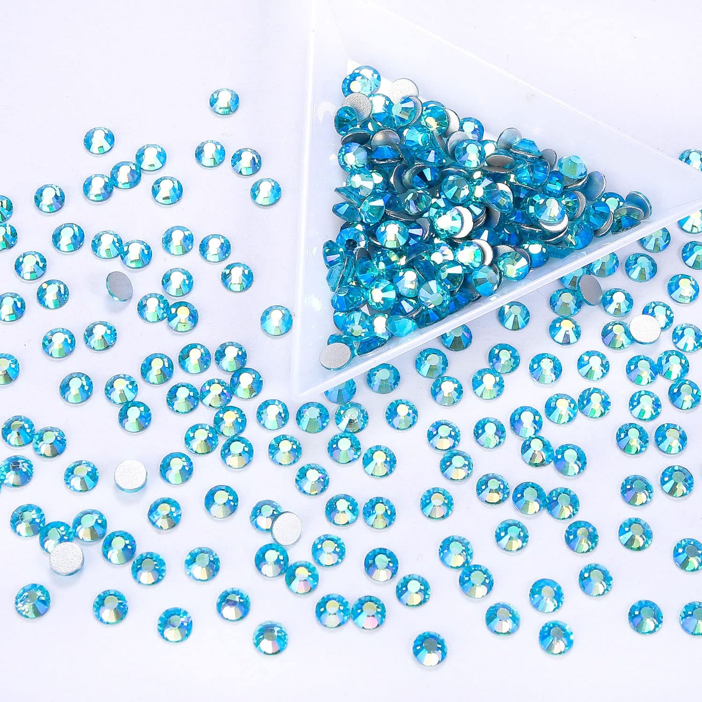 1440Pcs Aquamarine Ab Crystal Rhinestones,Glass Flatback Rhinestones Gemstones for Nail Face Makeup Art Crafts Clothes Decoration -(SS12,3.0mm,Aquamarine Ab)