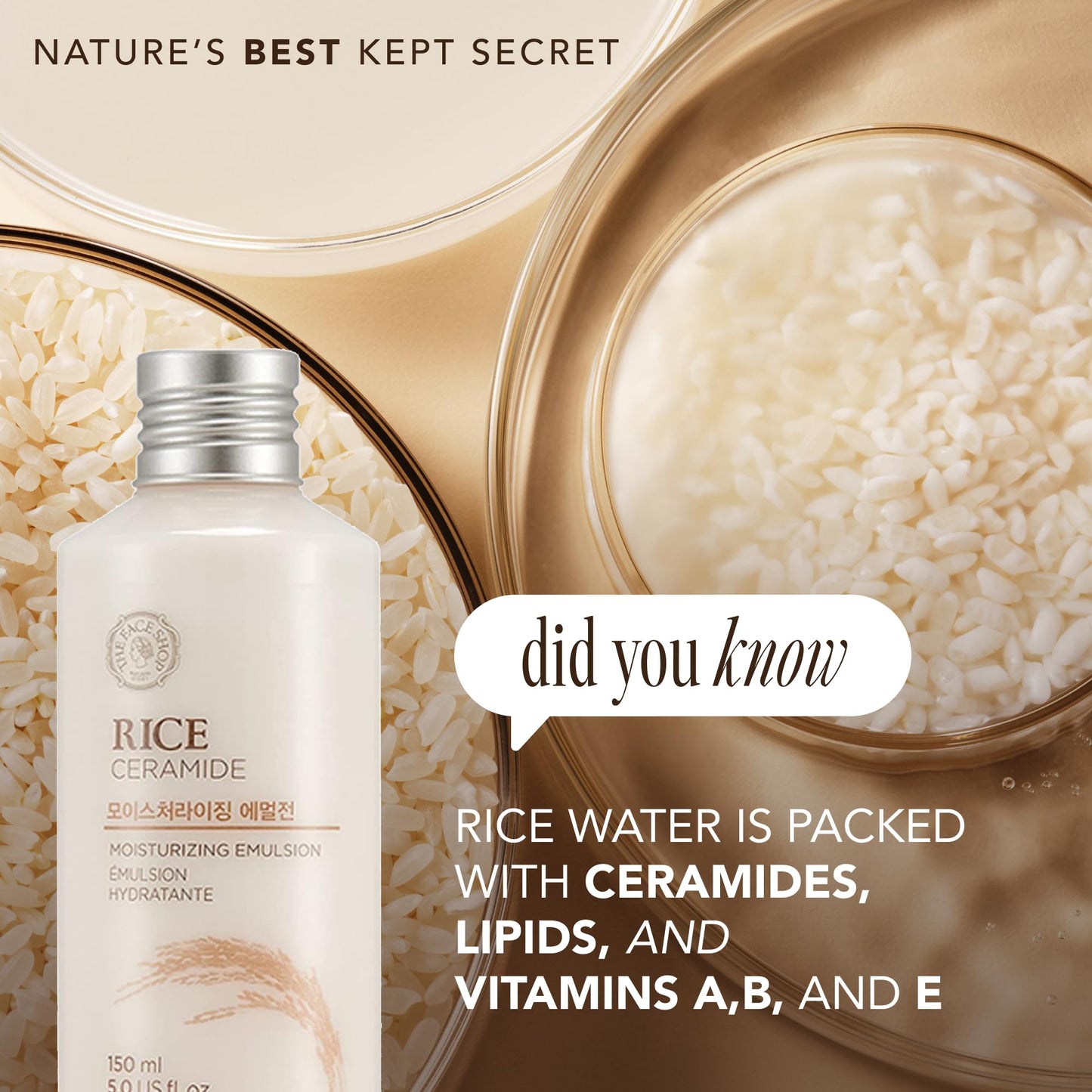 The Face Shop Rice Ceramide Moisturizing Skincare Set - Toner & Moisturizer, Korean Skin Care with