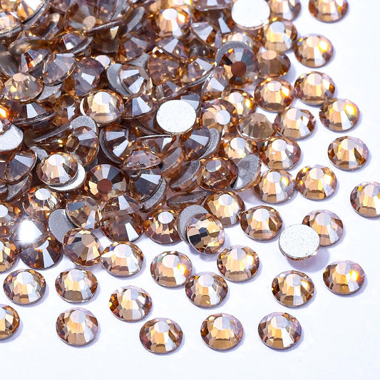 Gold Shadow Flatback Rhinestones, Glass Rhinestones for Nail Art and Craft, Glue Fix, Loose Crystal Gemstones(Gold Shadow, SS16, 1440pcs, 3.8-4.0mm)