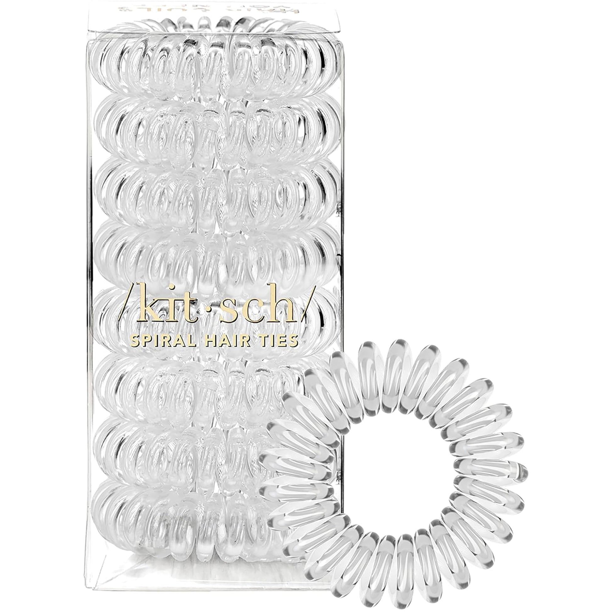 Kitsch Spiral Hair Ties for Women - Durable Hair Accessories - Clear, 8pcs