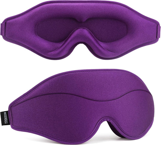 Sleep Mask - Total Blackout 3D Sleeping Mask, Super Lightweight & Silky Soft Eye Mask for Sleeping, Fully Adjustable Fit for Home, Office, Traveling, Meditation, Yoga, Purple