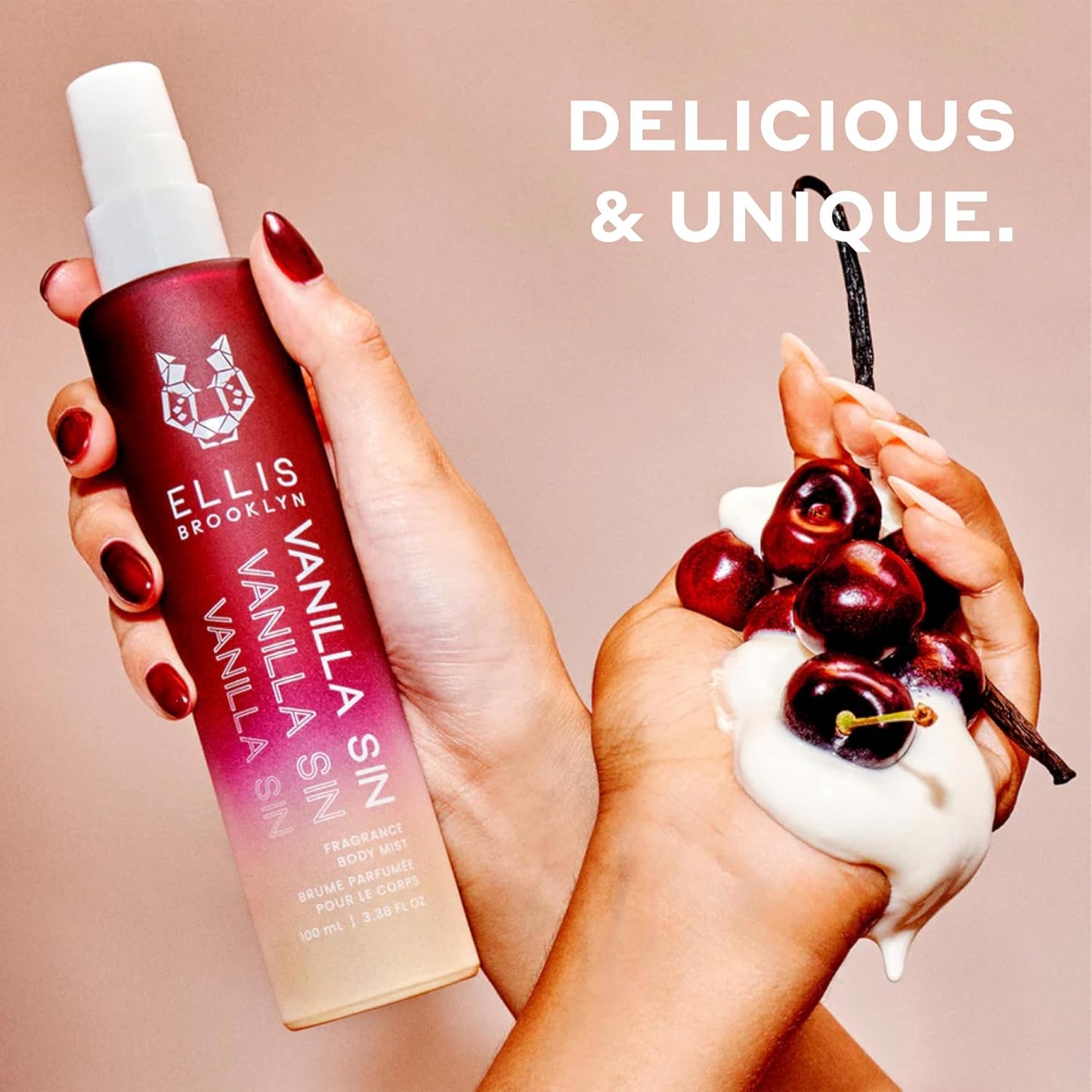 Ellis Brooklyn VANILLA SIN Hair And Body Fragrance Mist - Gourmand Perfume Mist with Black Cherry, Fresh Freesia, & Bourbon Vanilla, Vegan Perfume Made In The USA, 50ml 1.7 Fl Oz