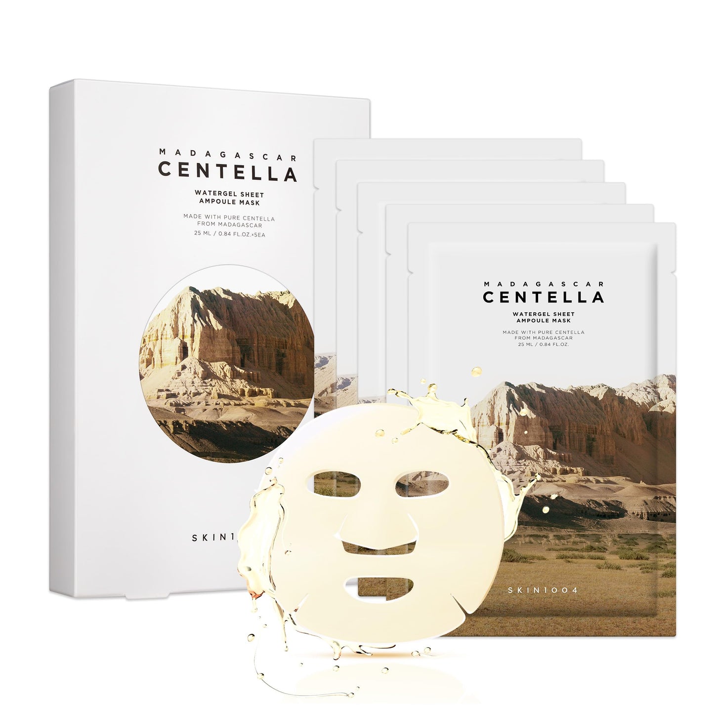 SKIN1004 Madagascar Centella Watergel Sheet Ampoule Mask, 5ea, Korean Face Mask with Centella