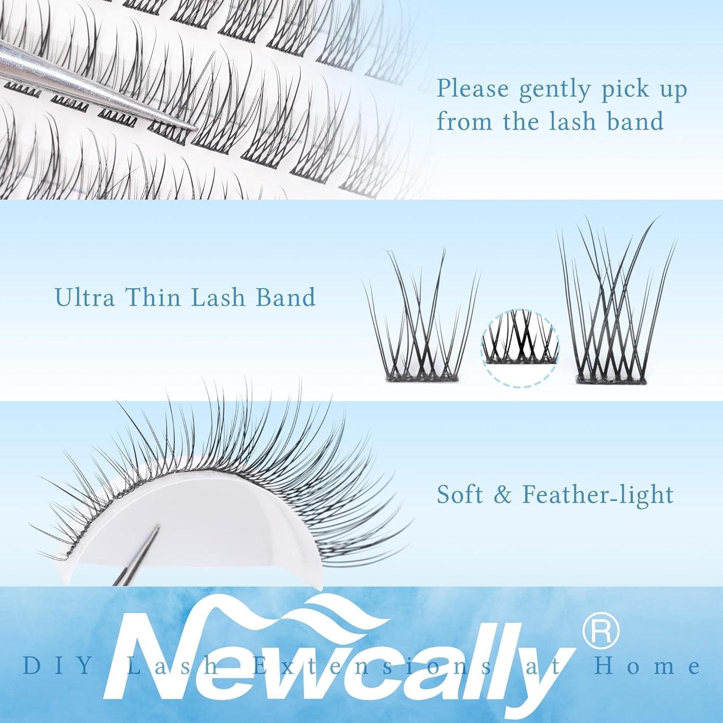 Natural Lash Clusters DIY Lash Extension Wispy Eyelash Clusters C-curly Cluster Eyelash Extension 10-14MM Individual Lashes Eyelash Extension Faux Mink Lash Clusters by Newcally