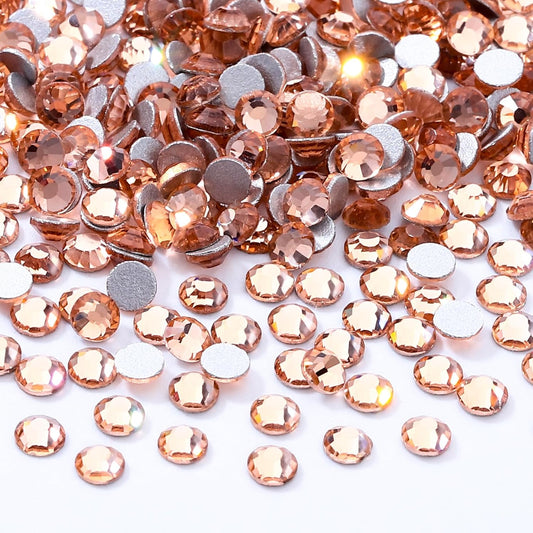 Champagne Flatback Rhinestones, Glass Rhinestones for Nail Art and Craft, Glue Fix, Loose Crystal