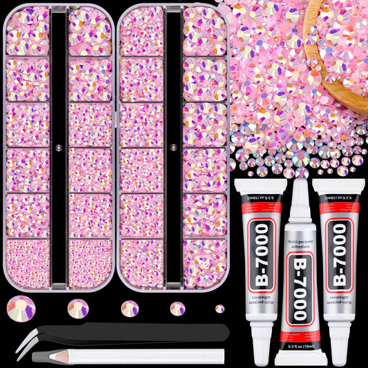 Resin Jelly Rhinestones for Crafting with B7000 Jewelry Glue, 2 Boxes Light Pink AB Flatback