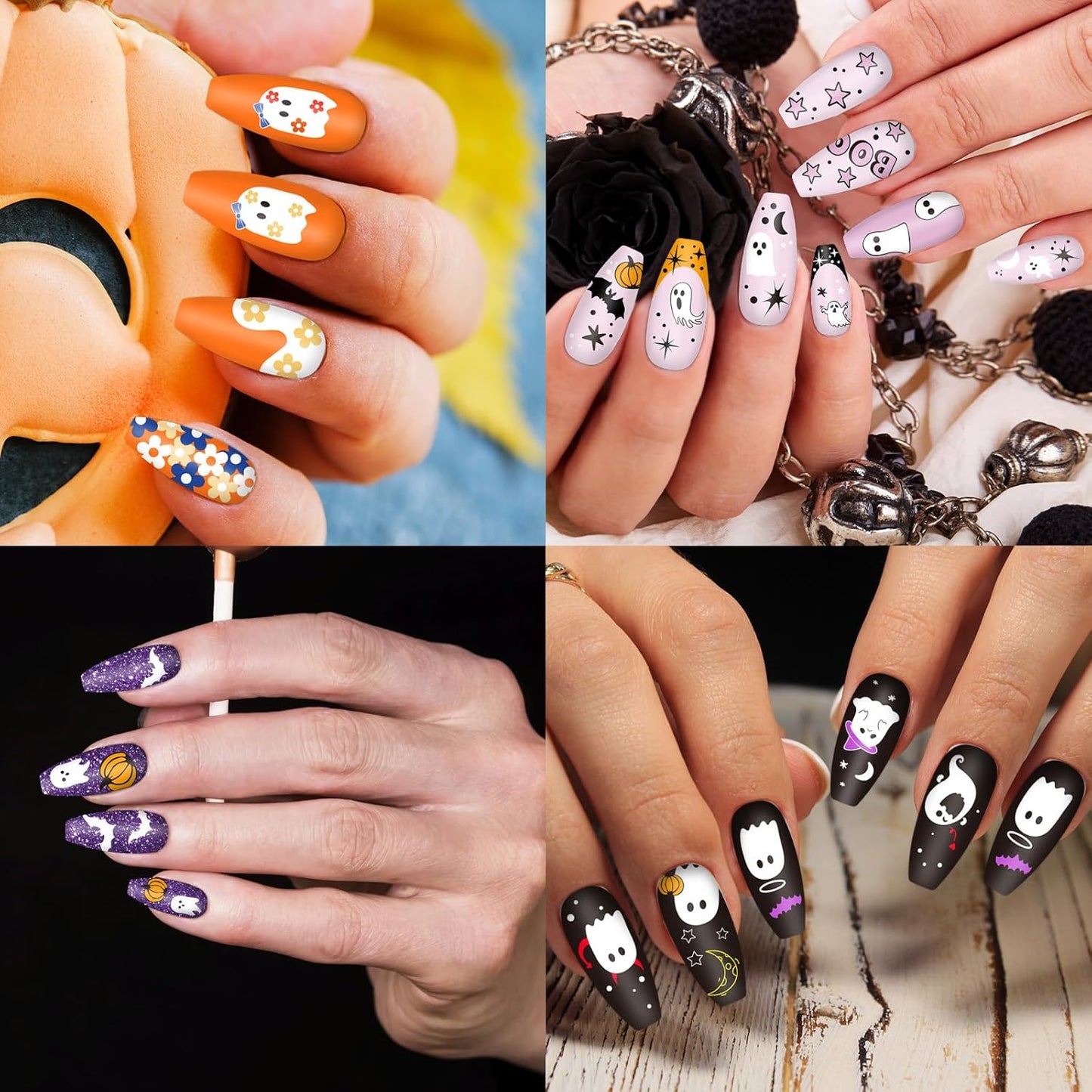 Whaline 6Pcs Halloween Nail Plates Stamping Set Pumpkin Ghost Skull Stamp Templates Nail Art Plates for DIY Print Manicure Salon Design Gift