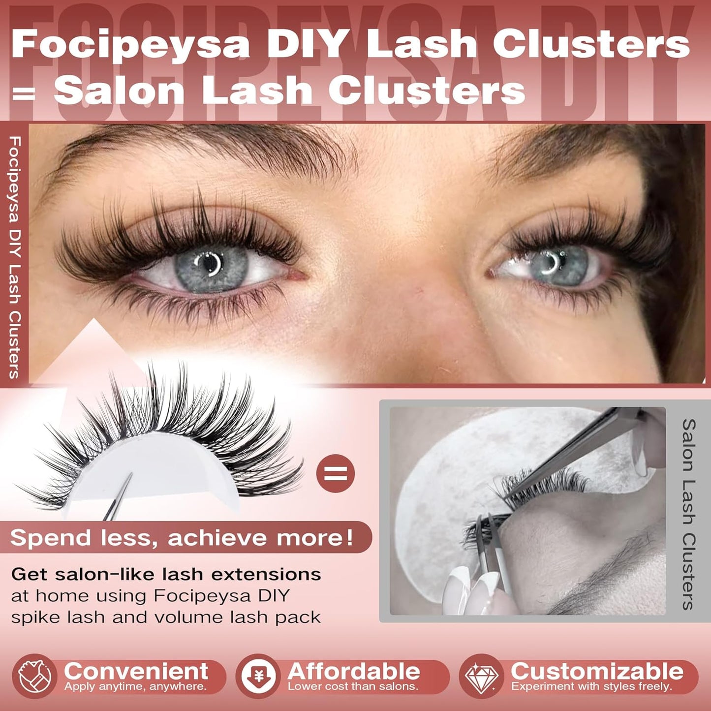 Focipeysa Wispy Lash Clusters Natural Eyelash Clusters Pestañas Postizas Naturales Spiky Manga Lash Extensions C Curly Individual Lashes 10-16mm with Bottom Lashes Clusters DIY Lash at Home