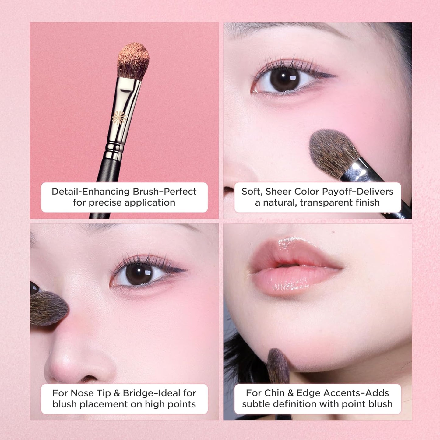 Piccasso 23 Small Blusher Brush – Precise Makeup Brush for Cheeks, Nose, and Chin, Soft Squirrel & Horse Hair for Delicate Application, Detail Face Brush for Daily Use, Korean Professional Beauty Tool