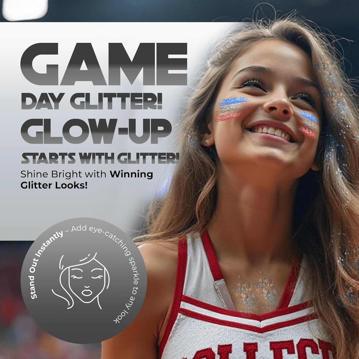 Face, Body & Hair Glitter Gel – Halloween Glitter for Kids and Women – 3 Oz Cosmetic-Grade Gel w/Moon & Stars for Festivals & Halloween Party, Easy Apply & Wash Off - Gold 2Pack