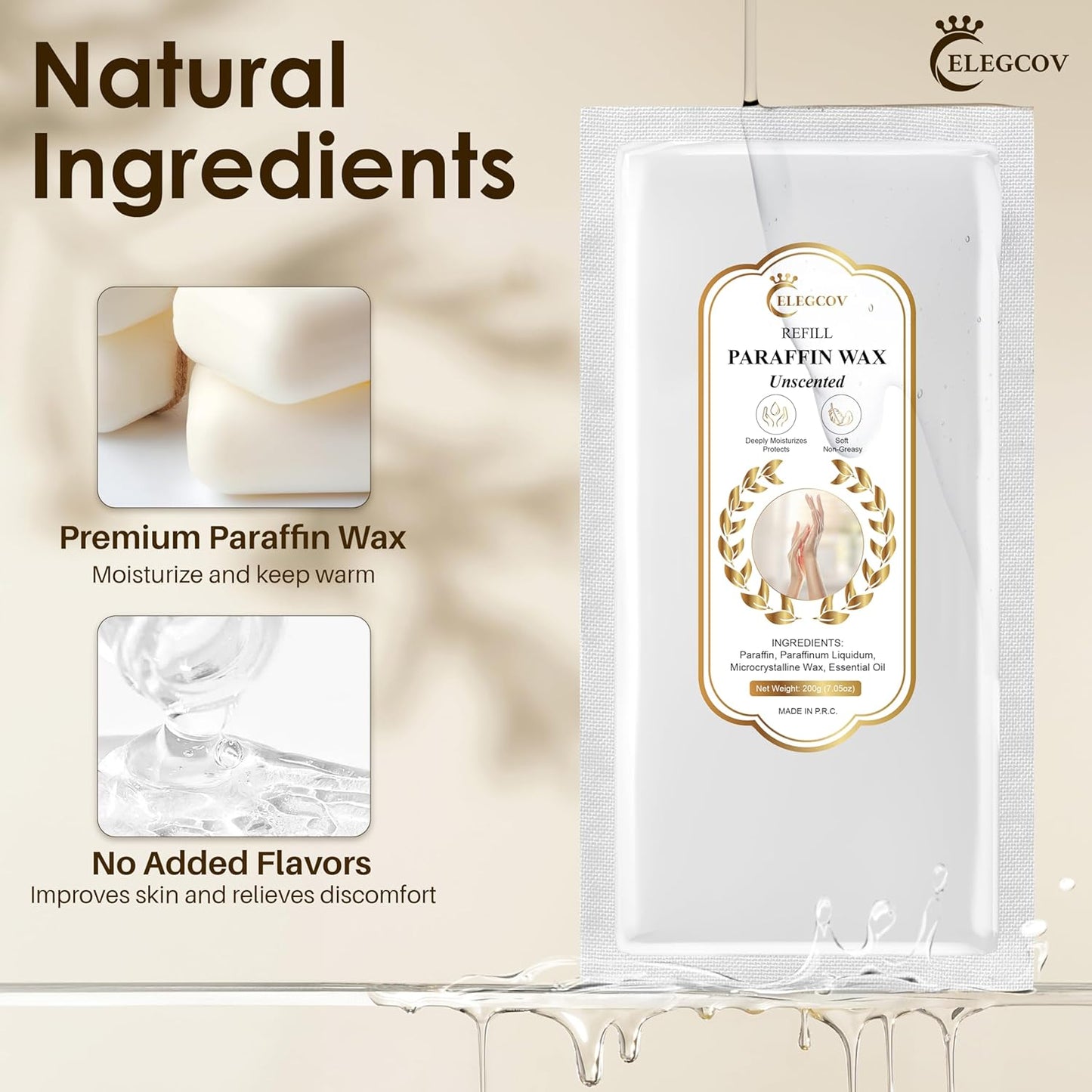 Paraffin Wax Refills-10 Pack Unscent Paraffin Wax for Hand and Feet, Parrafin Wax Blocks for Wax Machine, Parafin Wax Bath, Relieves Muscle Fatigue, Deeply Hydrates, Moisturizes and Nourishes