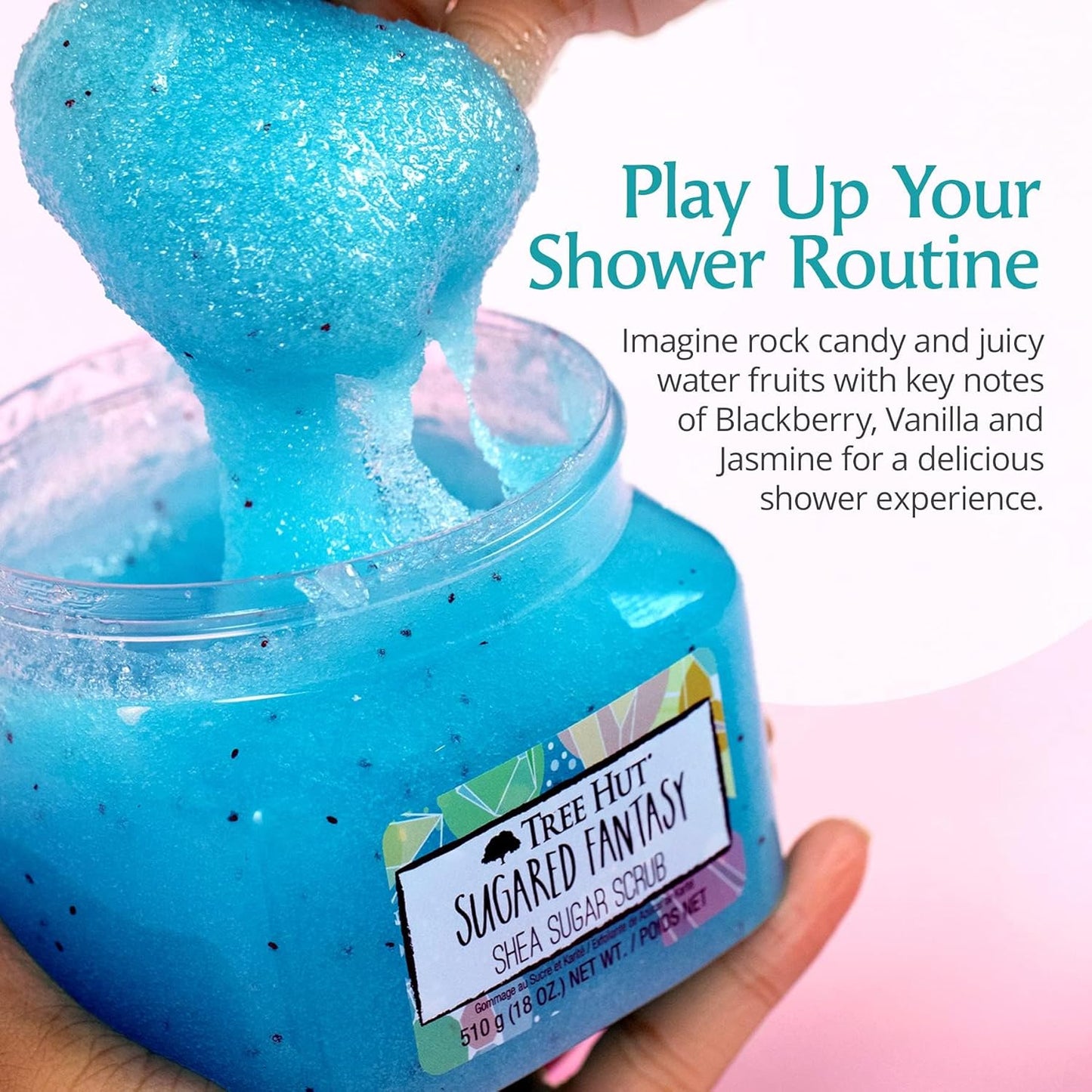 Tree Hut Sugared FantasyShea Sugar Scrub, Exfoliating, Hydrating & Moisturizing Body Scrub with Shea Butter & Nourishing Essential Oils, Smooth & Soften Skin, 18 oz