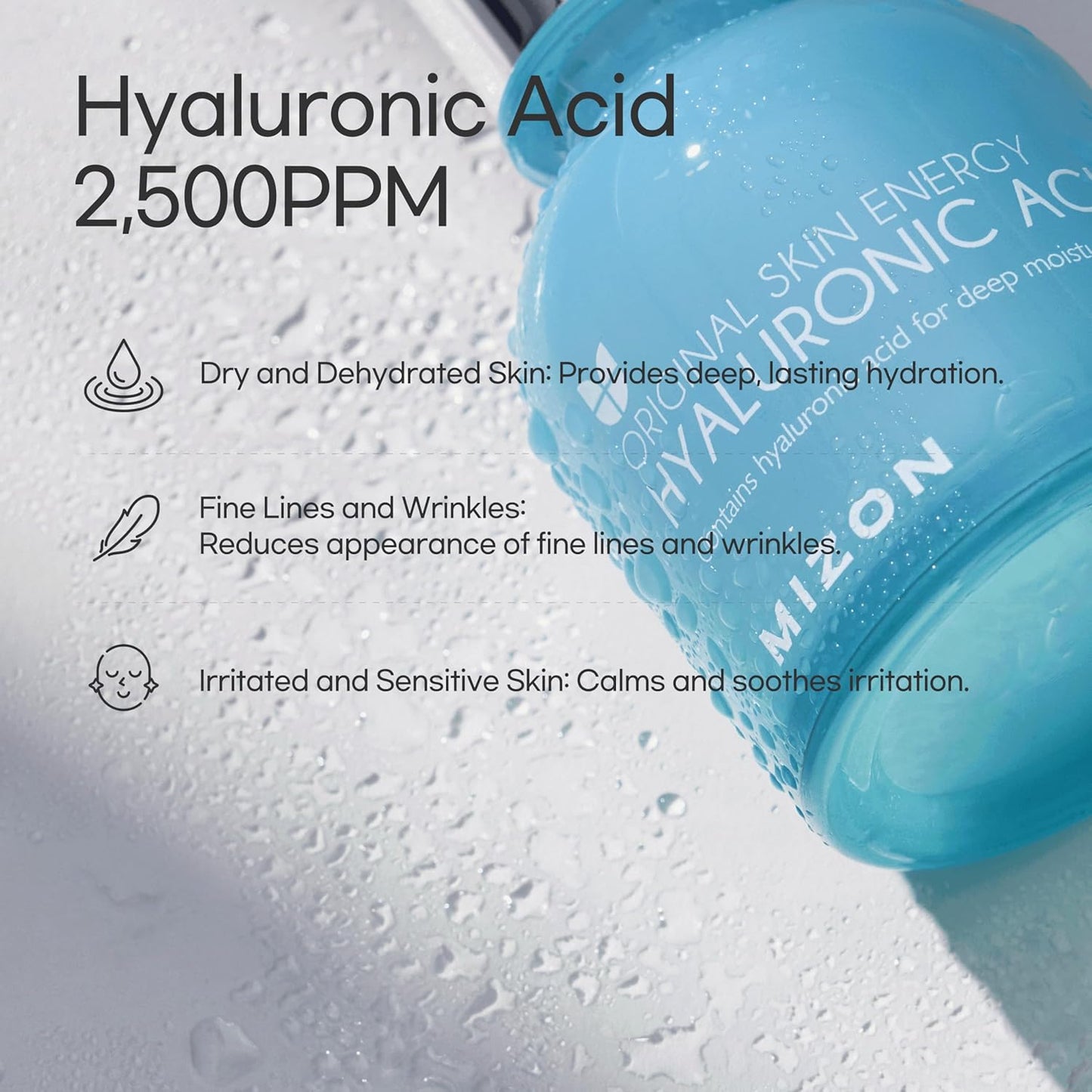 MIZON Hyaluronic Acid 100 Serum – Pure Hyaluronic Acid for Deep Hydration, Plumping & Skin Barrier Support – Lightweight K-Beauty Ampoule for Glass Skin Glow (1.01 fl. oz)