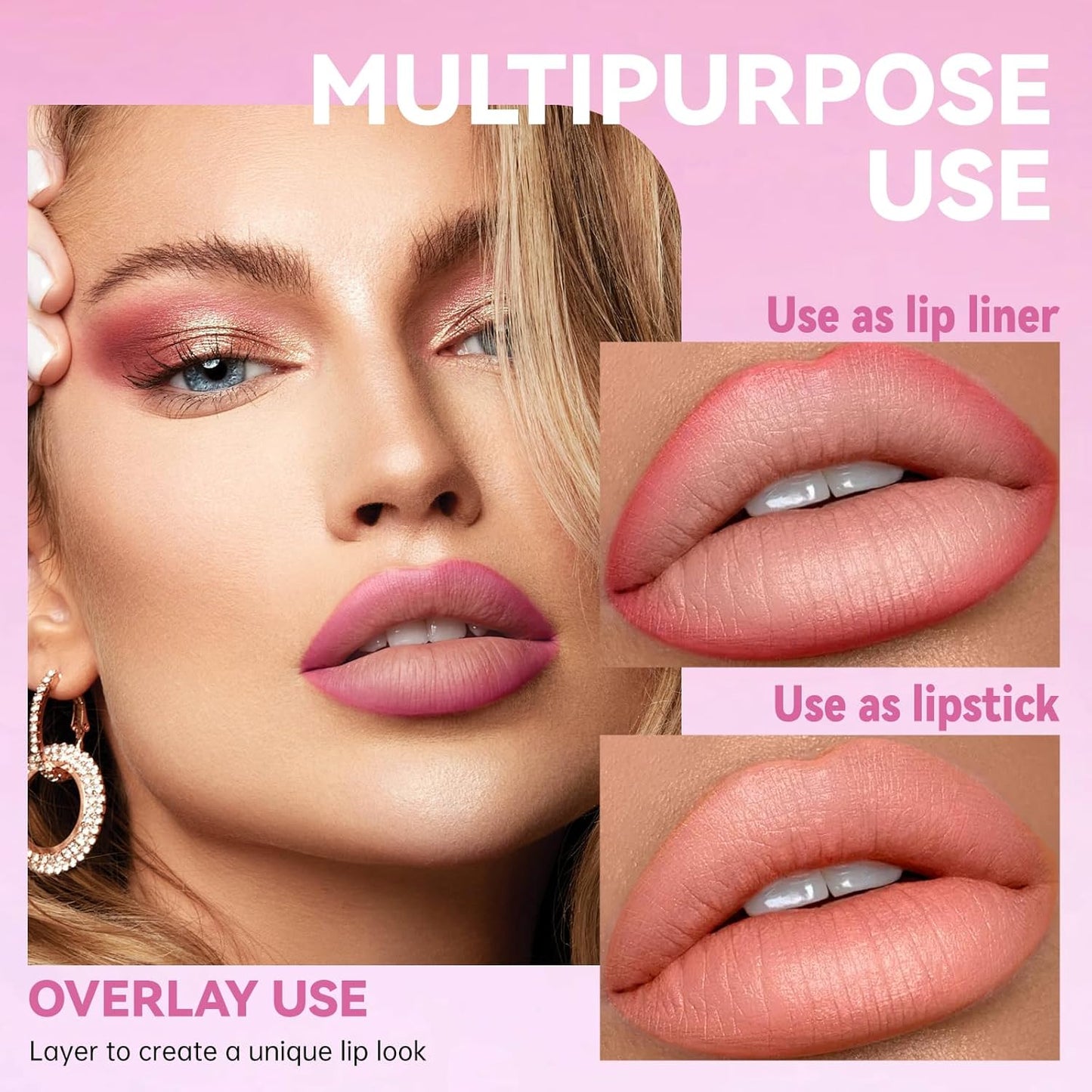 6Pcs Lip Liner Pencil Set Red Pink Purple Brown Double Head Two Colors Matte Finish Waterproof Longlasting High Pigmented Cream Lipstick Lip Colors Pencil Kit with Sharpener Lip Makeup