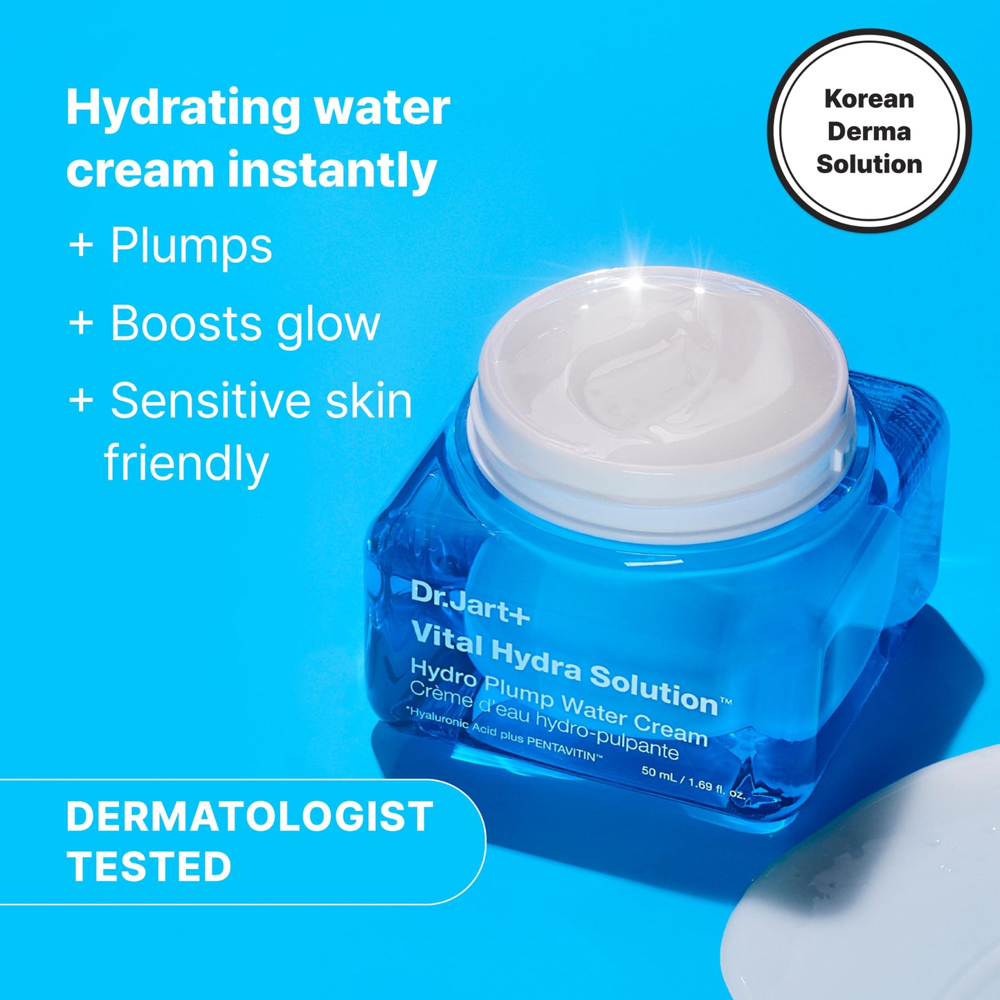 Dr.Jart+ Vital Hydra Solution Water Cream Glow Hydrating Korean Face Moisturizer with Hyaluronic