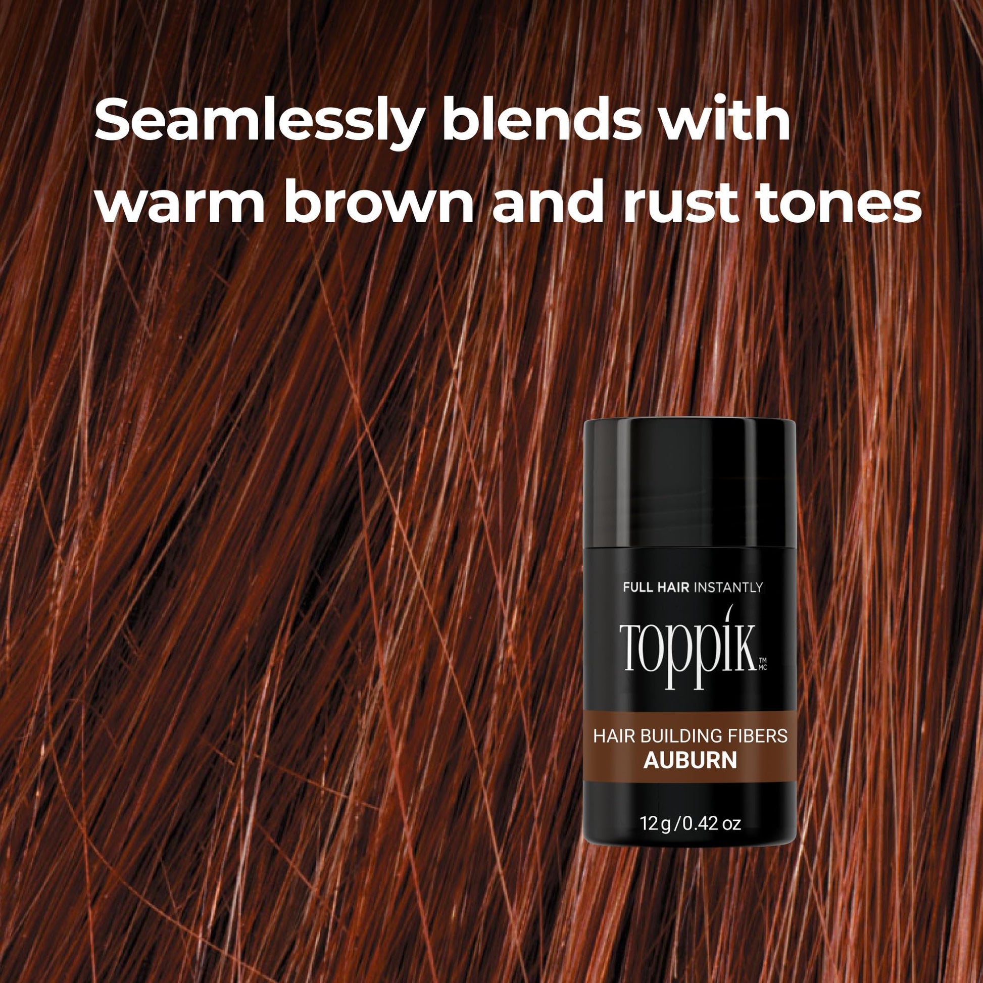 Toppik Hair Building Fibers, Auburn, 27.5g Fill In Fine or Thinning Hair, Instantly Thicker, Fuller