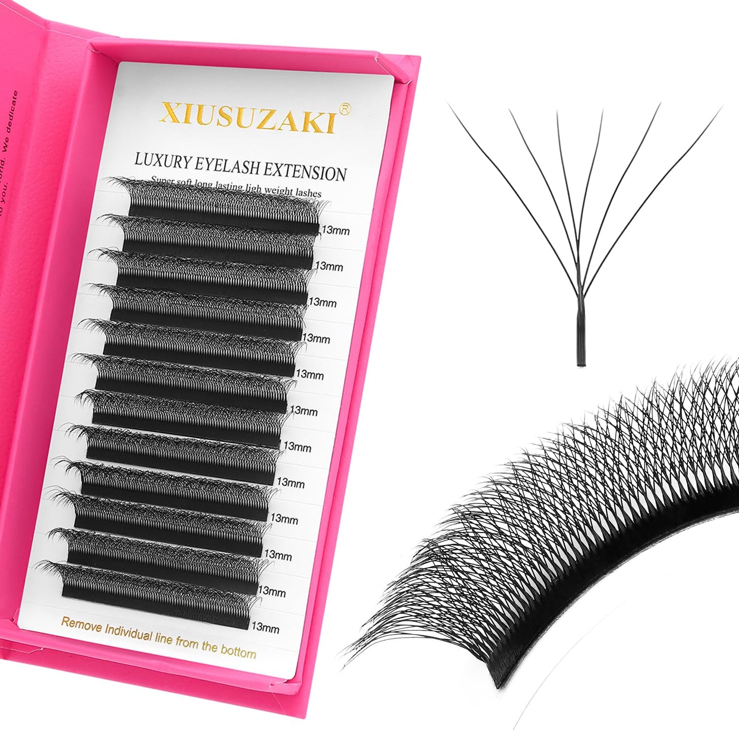 W Lash Extensions Supplies 6D Eyelash Extensions W Shape 0.07mm Thickness D Curl 15mm Premade Fans Easy Fan Lashes Volume Matte Black 12 Rows Crisscross Eye Lashes(W-6D-0.07-D,15mm)