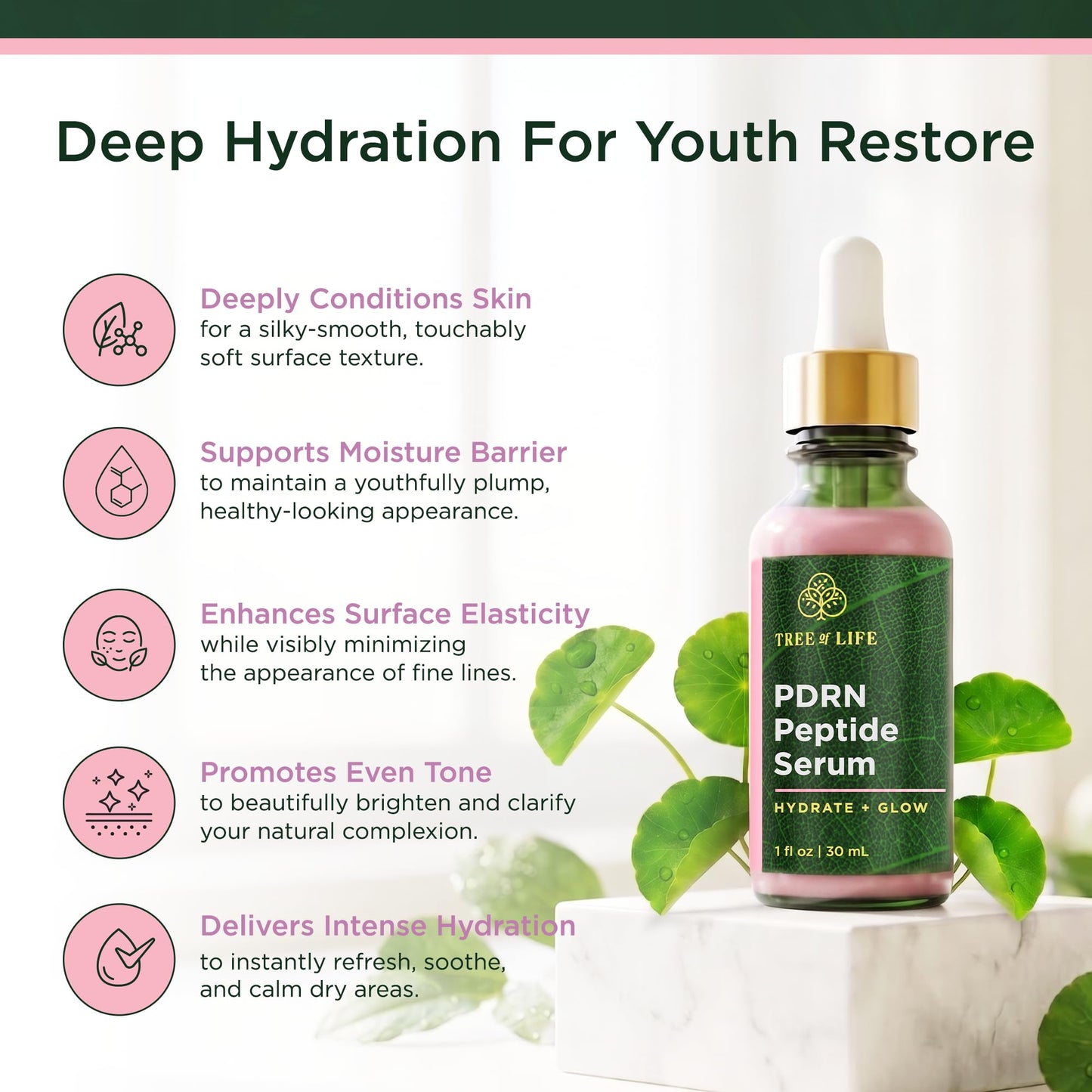 Tree of Life PDRN Serum for Face with Salmon DNA & CICA, 1 Fl Oz