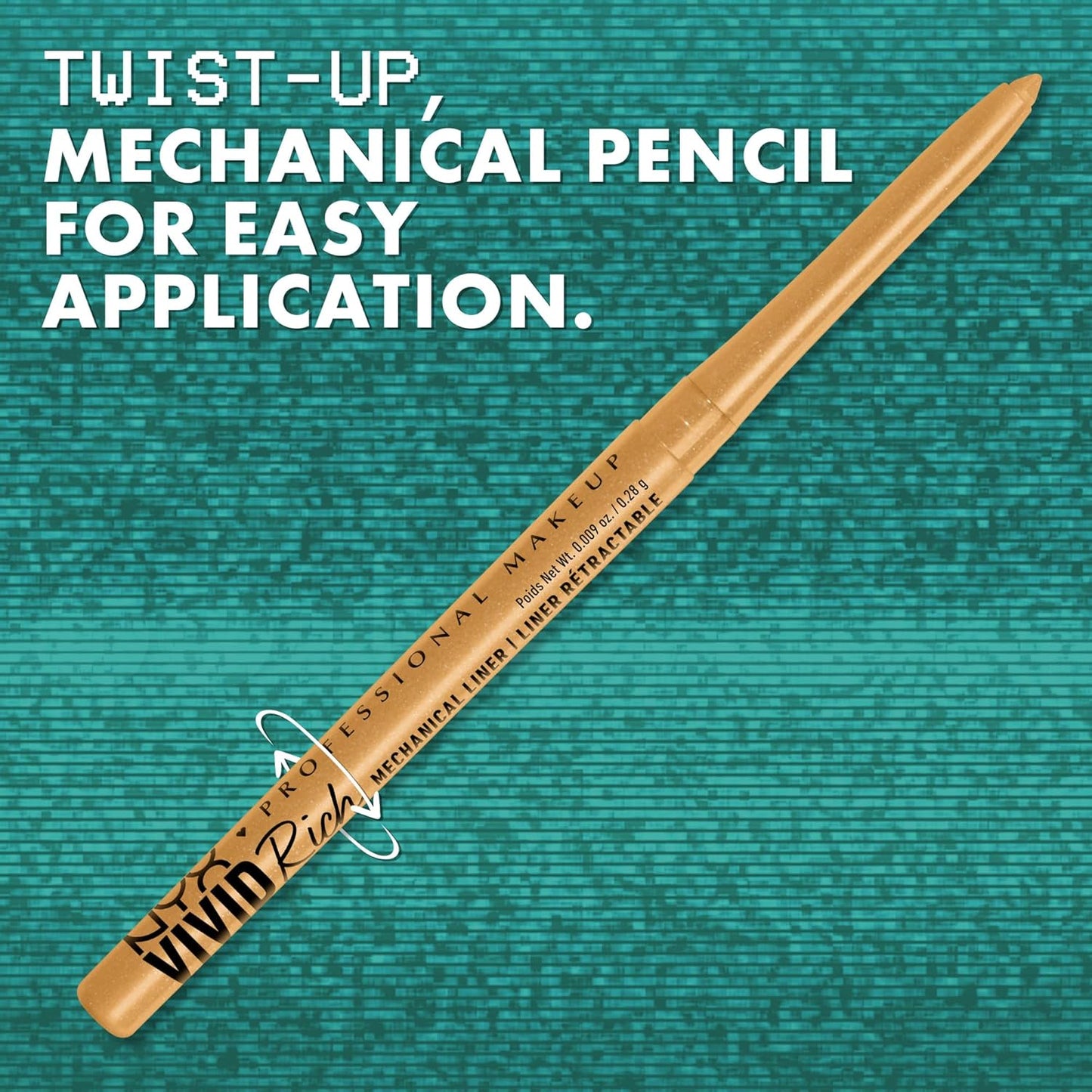 NYX PROFESSIONAL MAKEUP Mechanical Eye Pencil, Vivid Rich Mechanical, Creamy Retractable Eyeliner - Aquamarine Dream, Aqua Green Eyeliner