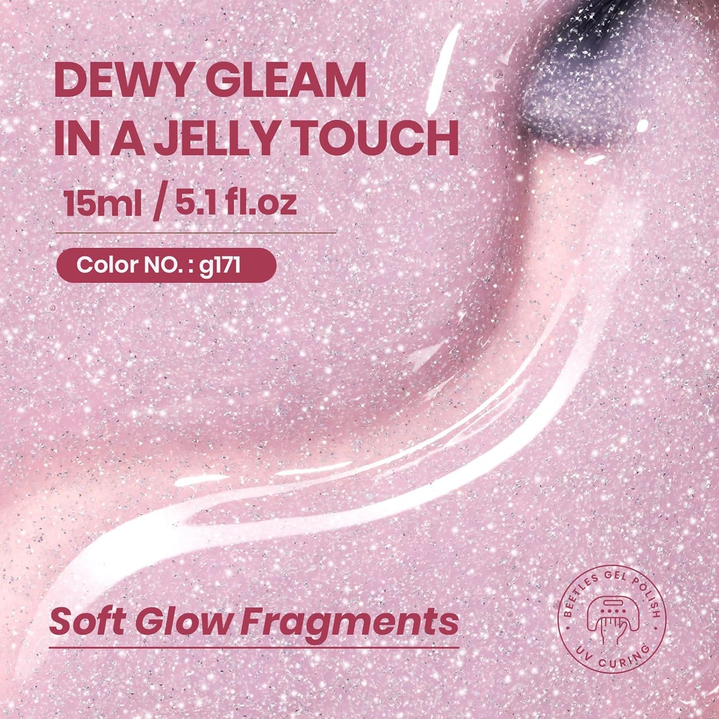 Beetles Glitter Pink Gel Nail Polish - 15ML Soft Glow Fragments Pink Nude Natural Glitter Gel Polish Soak Off UV French Nail Art Salon DIY Manicure Colorful Bottle Gift for Women