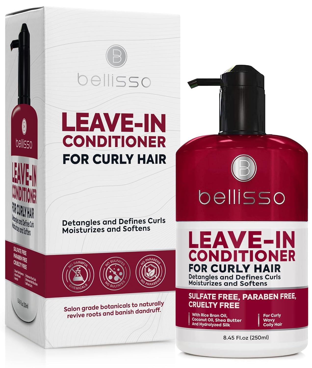 Leave in Conditioner for Curly Hair - Frizz Control for Women and Men - Restores Dry, Damaged and Wavy Hair - Detangler Cream and Sulfate Free Anti Static Moisturizer Treatment with Shea Butter