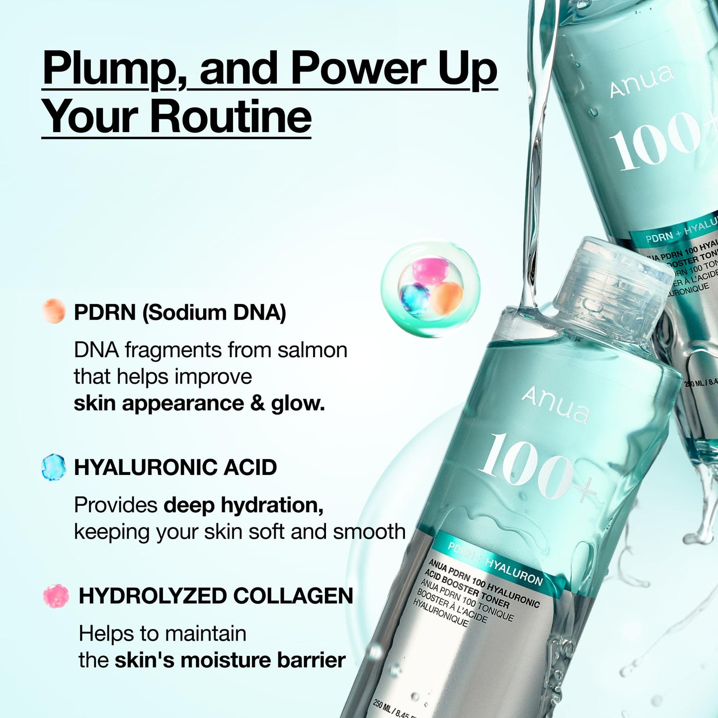 Anua PDRN 100 Hyaluronic Acid Booster Toner, Hydrating Face Toner for Dry Skin, Salmon DNA &