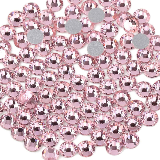 beadsland Flat Back Crystal Rhinestones Round Gems, Light Pink (1.3-1.4mm) SS3/1440pcs
