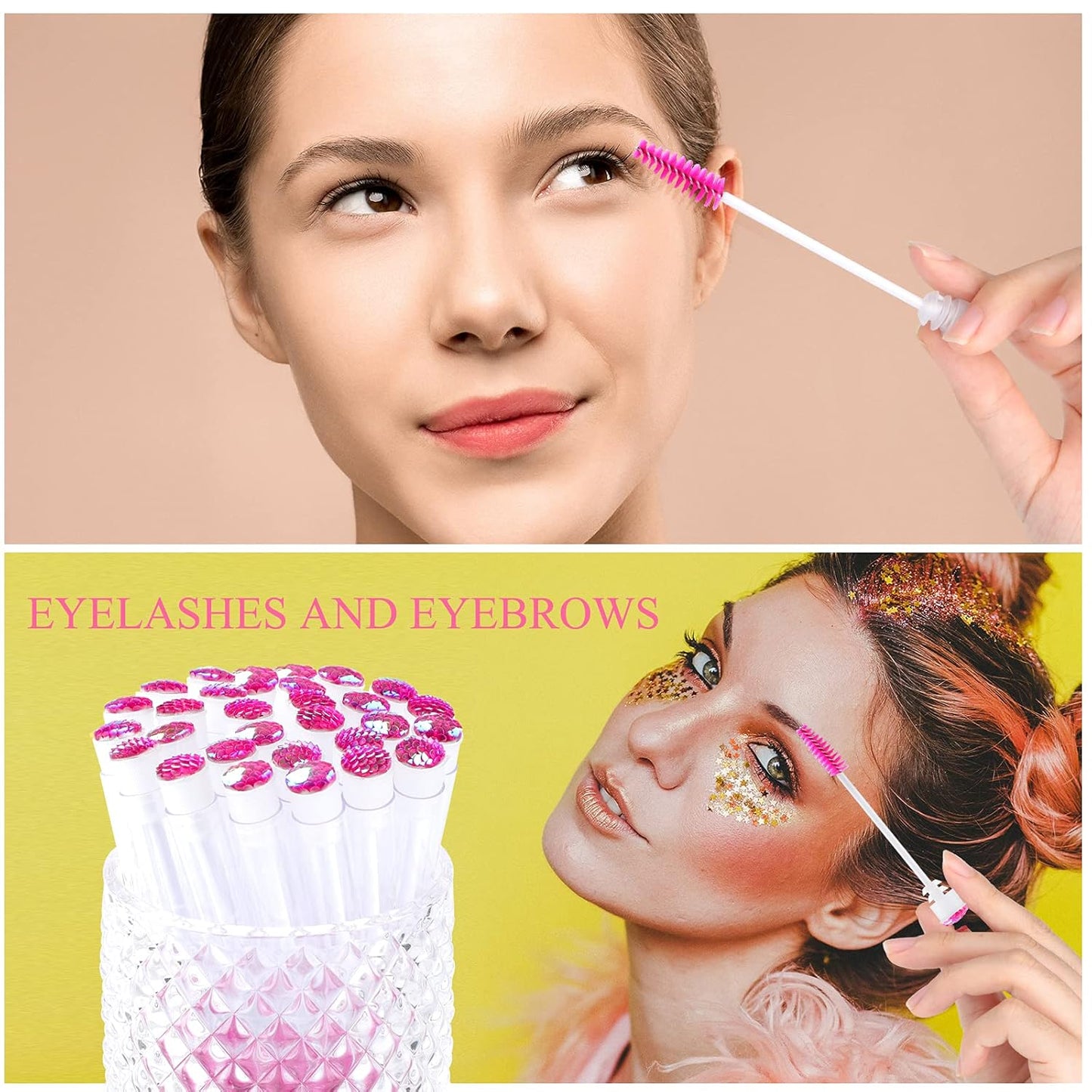 20pcs Lash brush tube Mascara spoolie Lash tubes Mascara wand tube Makeup diamond brushscale d pink