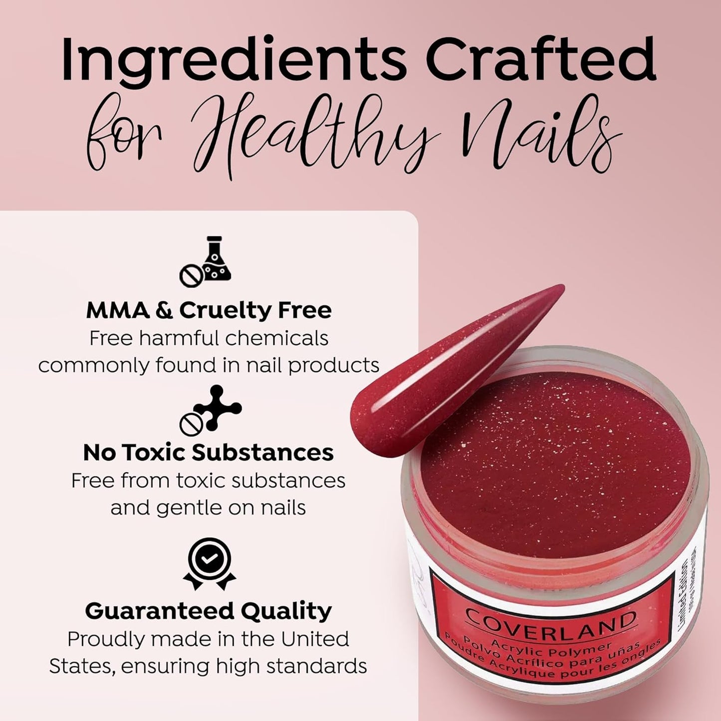 Tones Coverland Acrylic Nail Powder "Pasión" - Limited Edition Acrylic Powder for Nail Design, Sculpting, and Masking Nail Bed Imperfections - Professional Acrylic Nail Supplies - (1.5 Oz)