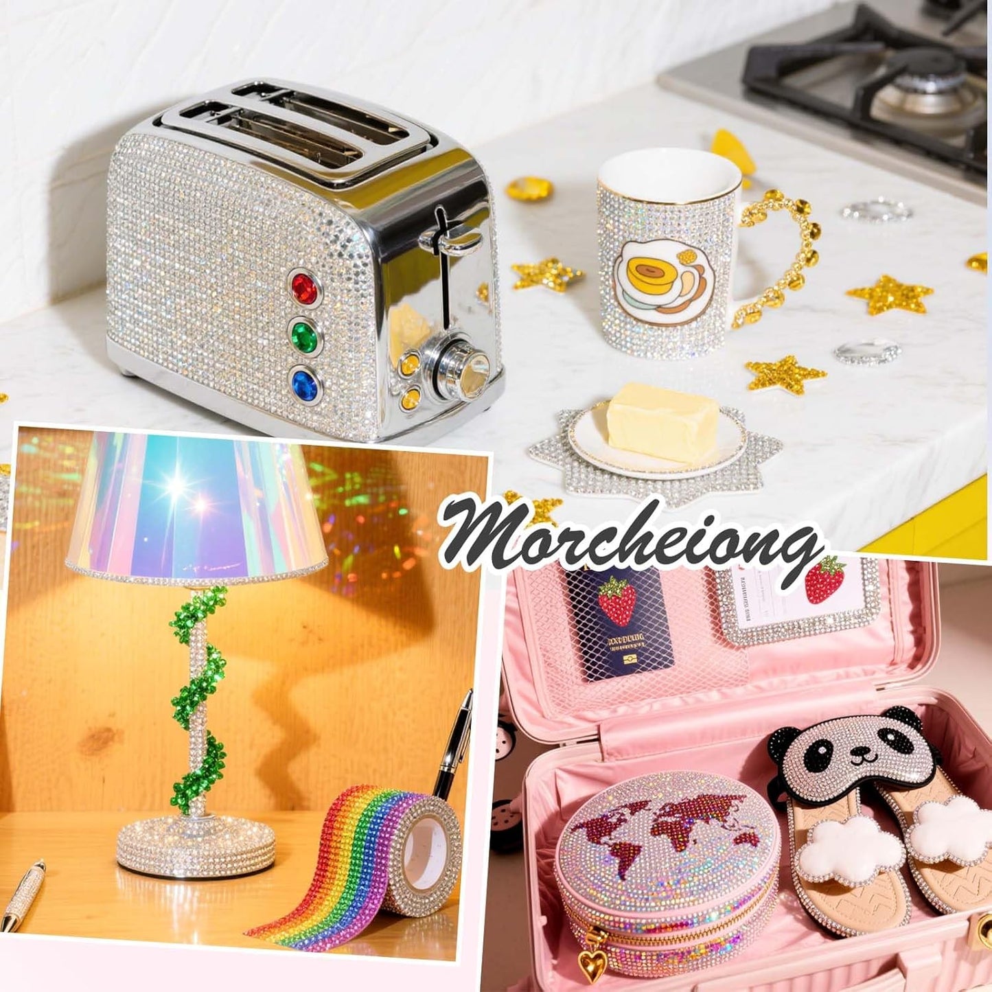 Morcheiong 17000Pcs Resin Rhinestones Gold Flatback Crystals Diamond Includes Tweezers and Pickup Pen Suitable for Crafting DIY Nail Art Makeup Wedding Dress Clothing Mug