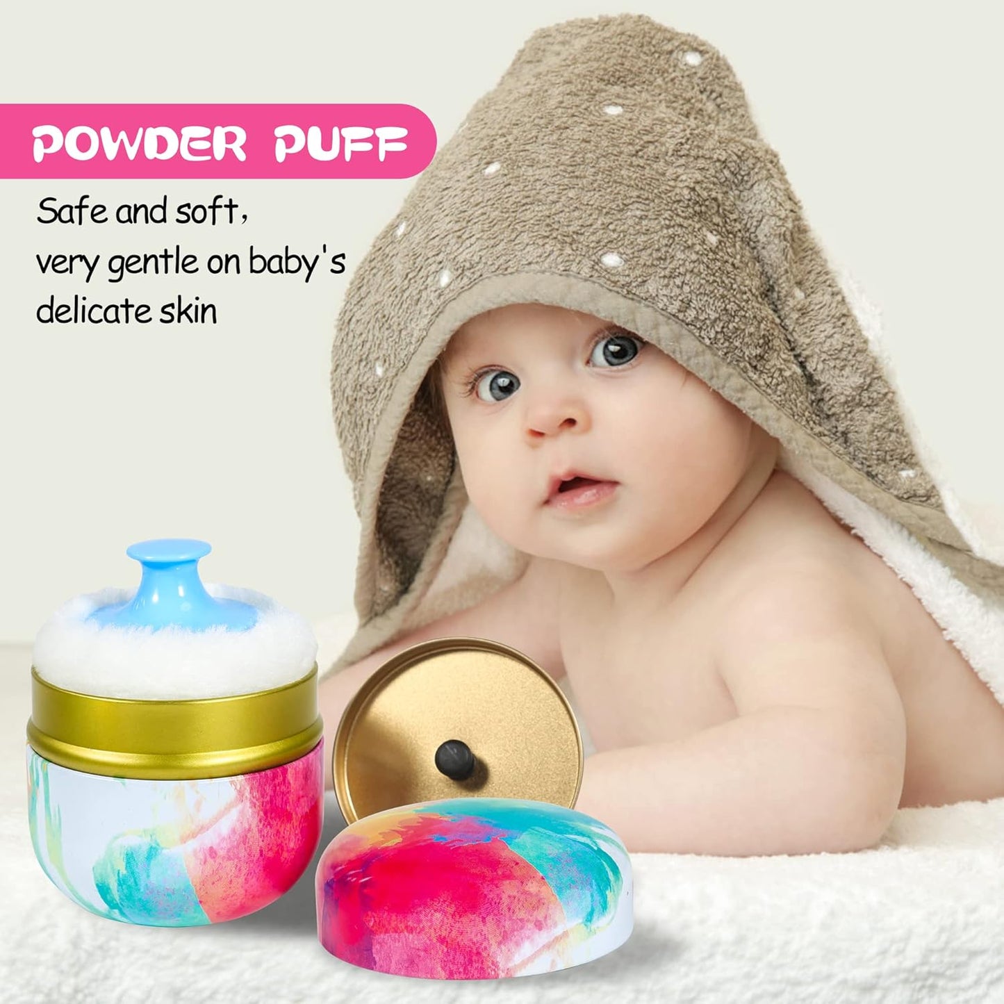 WEMEGA Body Powder Case with Powder Puff Powder Container Tea Box for Baby and Women Powder Puff and Powder Case for Travel (Dreamtime1)