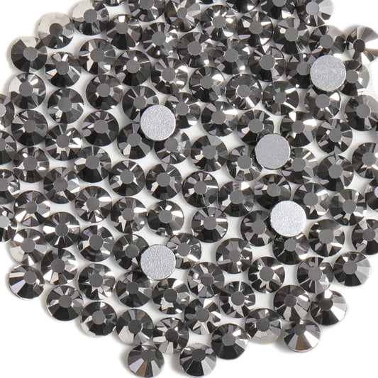 Beadsland 1440 Pieces Flat Back Crystal Rhinestones Round Gems,Hematite,SS12,3.0-3.2mm