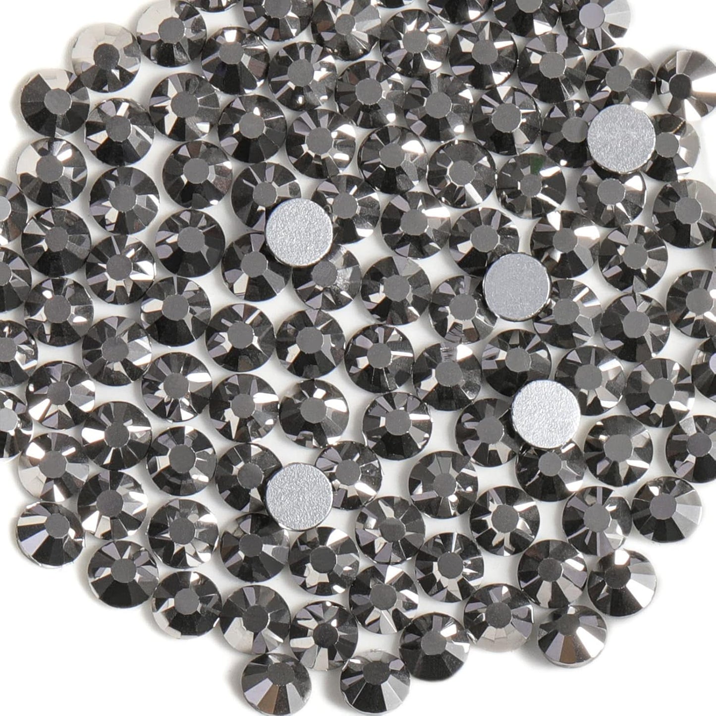 Beadsland 2880pcs Flat Back Crystal Rhinestones Round Gems for Nail Art and Craft Glue Fix,Hematite,SS4,1.5-1.7mm