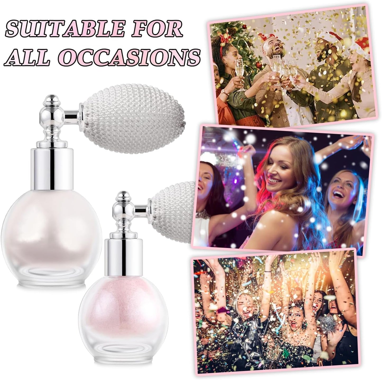 Hair and Body Glitter Spray, Holographic Glitter Highlighter Powder, Face Body Clothes Shiny Glitter, Loose Shimmer Hairspray Festival Rave Prom Accessories (Peal White)