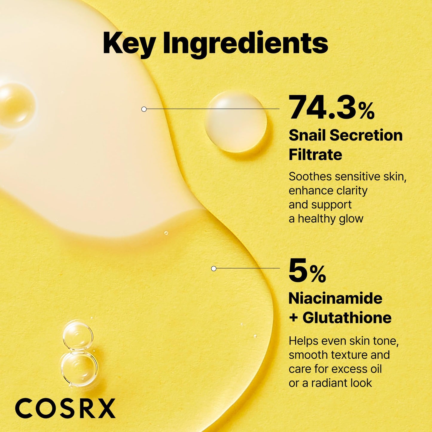COSRX Snail Mucin 74% + Niacinamide 5% Dual Face Serum, 2.7 oz