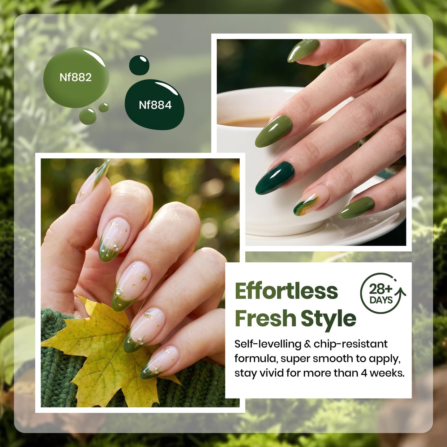 Beetles Green Gel Polish Set, Forest Whisper, 6 Colors Gel Polish Set