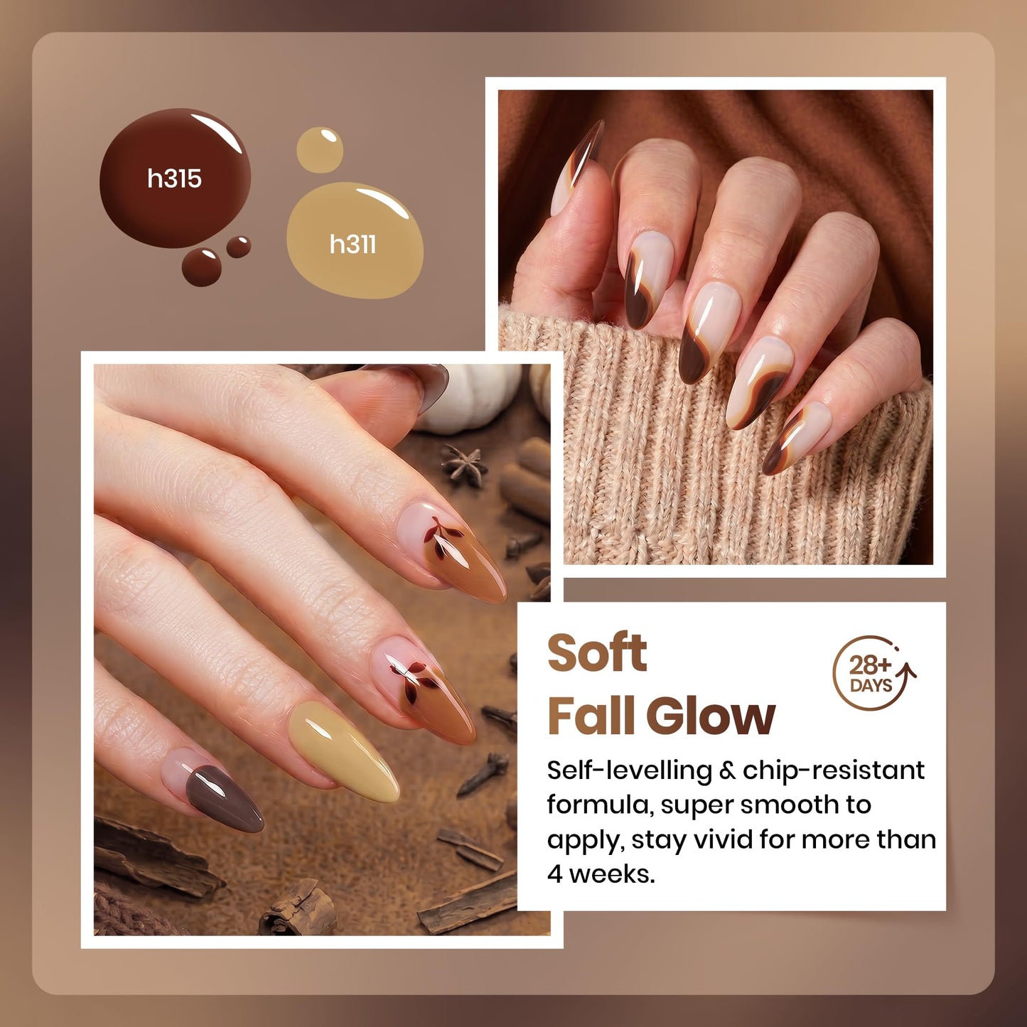 Beetles Brown Gel Polish Set, Fall Whisper Collection, 6 Fall Colors