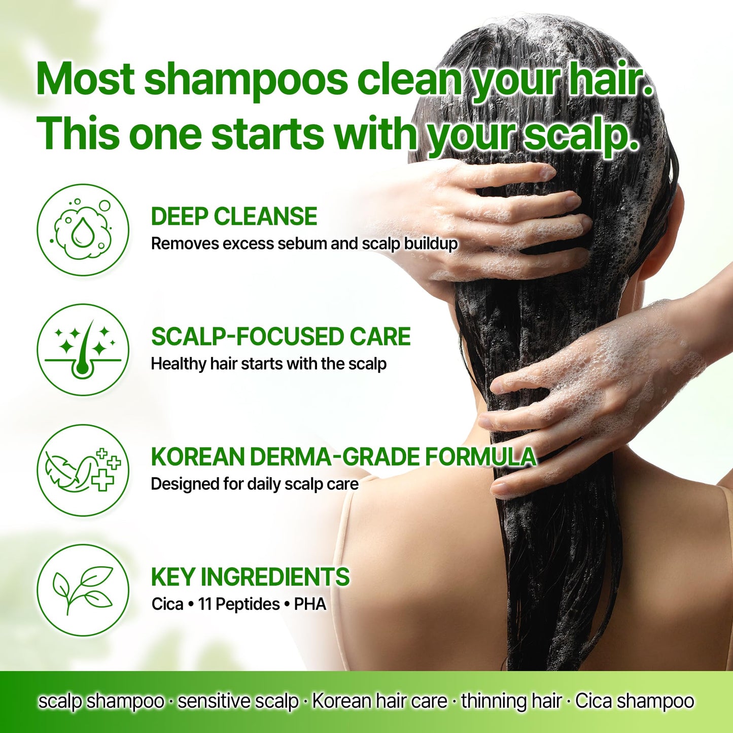 SOME BY MI Cica Peptide Derma Scalp Shampoo 9.63 fl oz – Strengthening Shampoo for Thinning Hair &