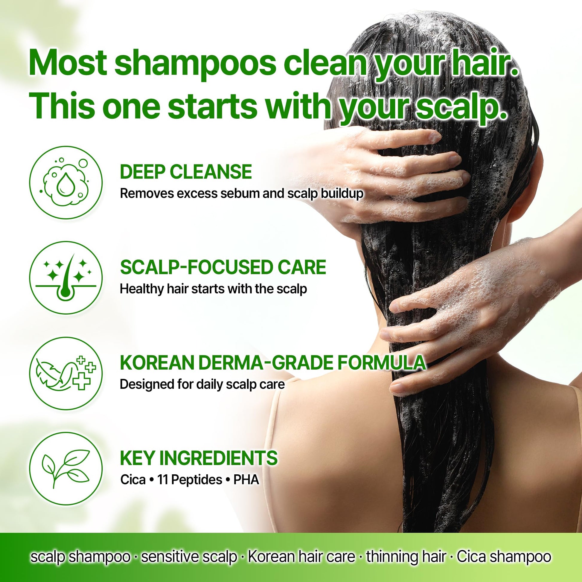 SOME BY MI Cica Peptide Derma Scalp Shampoo 9.63 fl oz – Strengthening Shampoo for Thinning Hair &