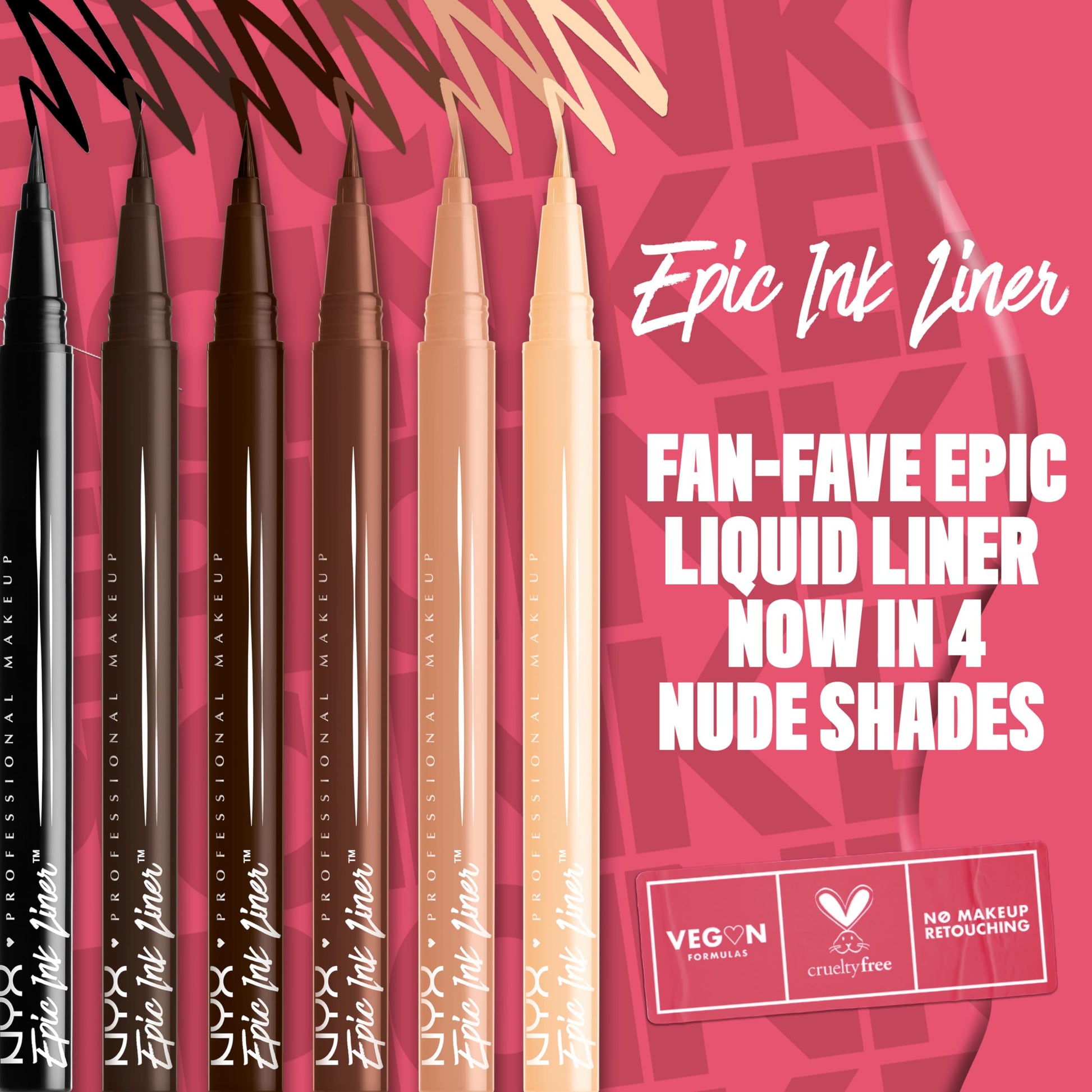 NYX PROFESSIONAL MAKEUP Epic Ink Liner, Waterproof Liquid Eyeliner - Brown, Vegan Formula