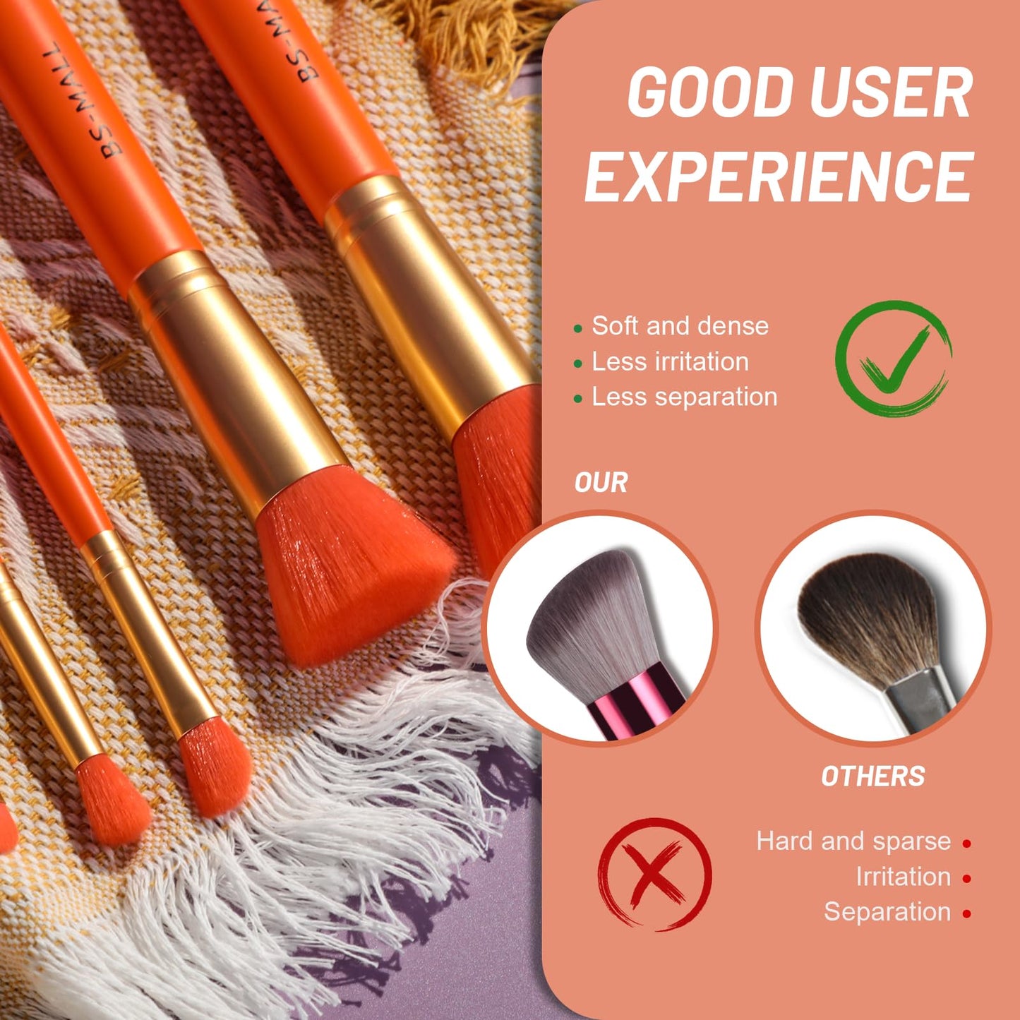 BS-MALL Makeup Brush Set 14 Pcs With Case - Foundation Brush, Concealer Brush, Blush Brush &
