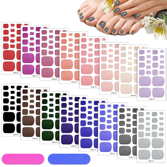 Maitys 352 Pieces 16 Sheets Toenail Polish Stickers Strips Adhesive Toe Nail Wraps Full Wraps